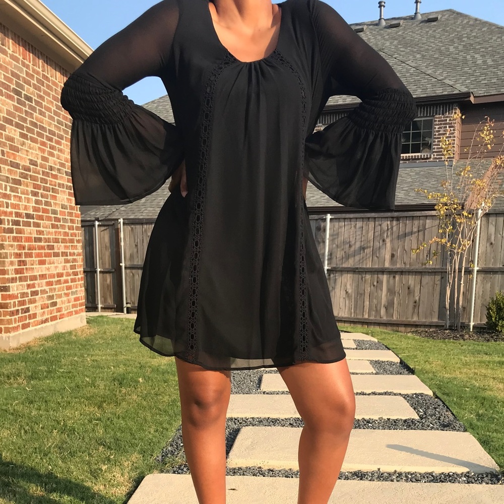 Black dress with flare sleeves